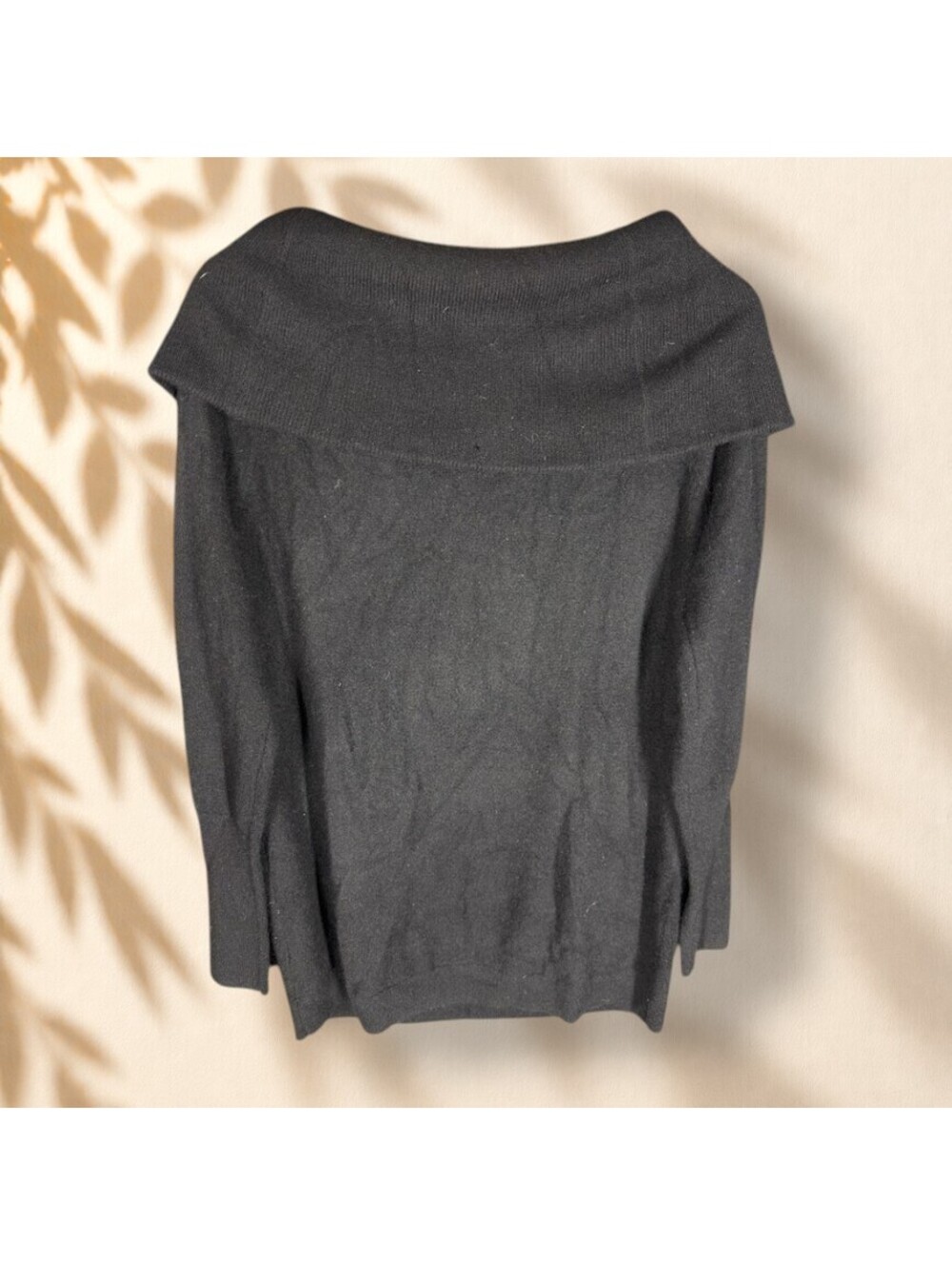 Saks Fifth Avenue Sweater Pullover Women M Medium Black Knit Cashmere Soft Cozy